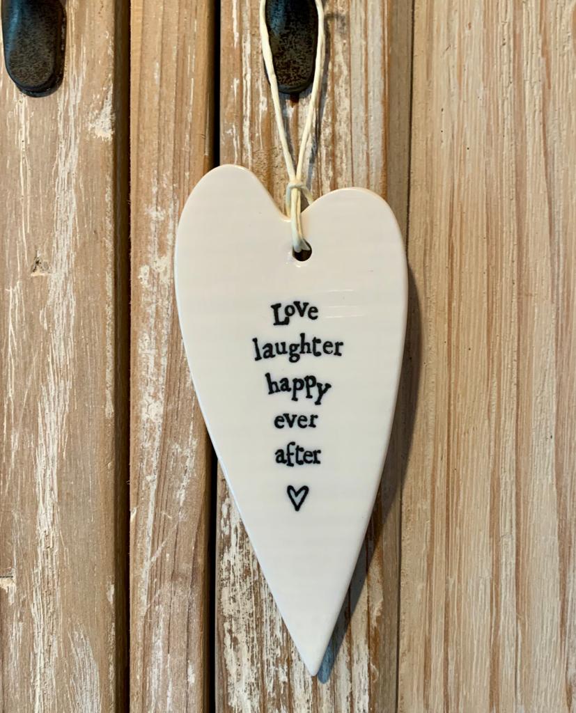 East Of India Love Laughter Happy Ever After Plaque