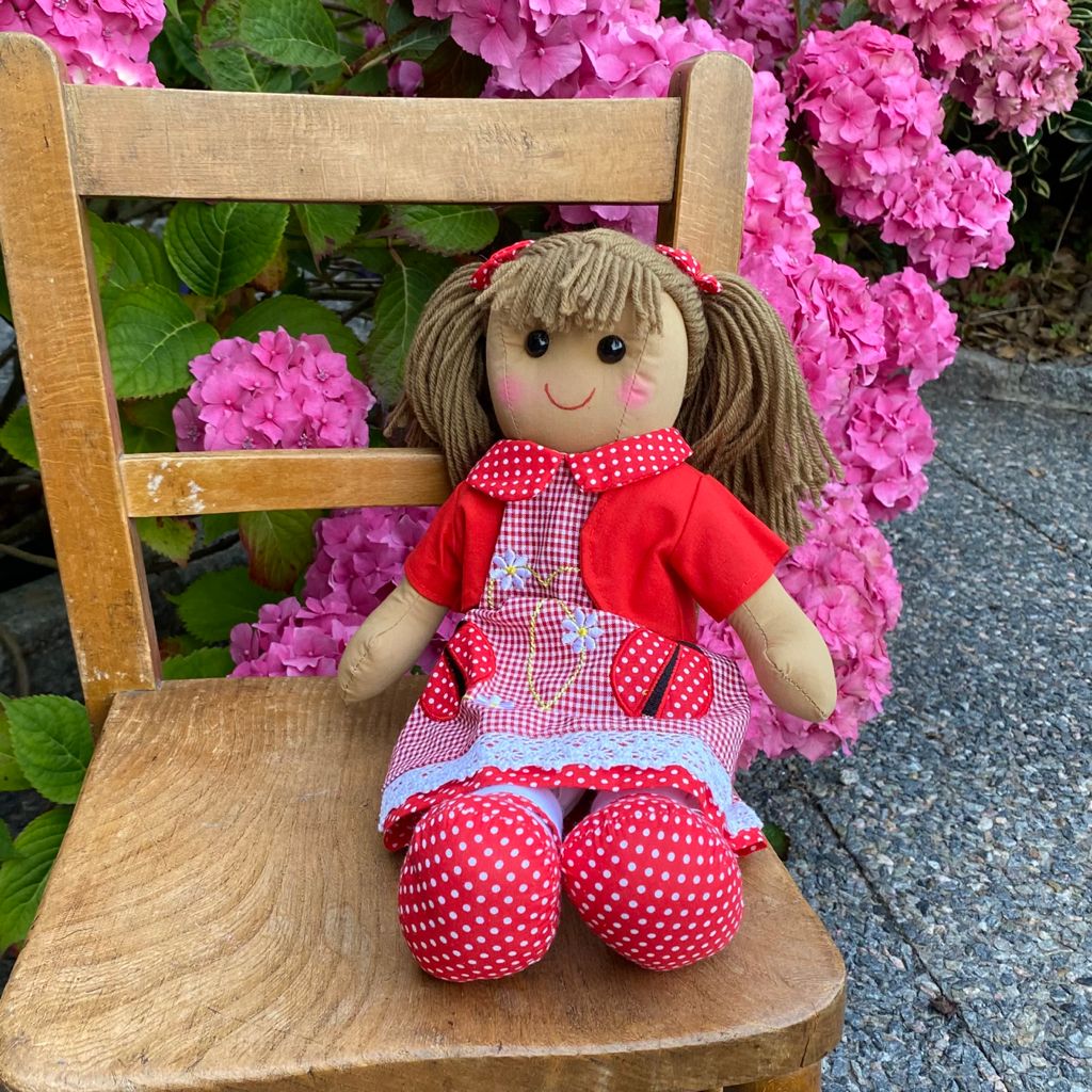 Rag Doll with Embroidered Ladybird Dress
